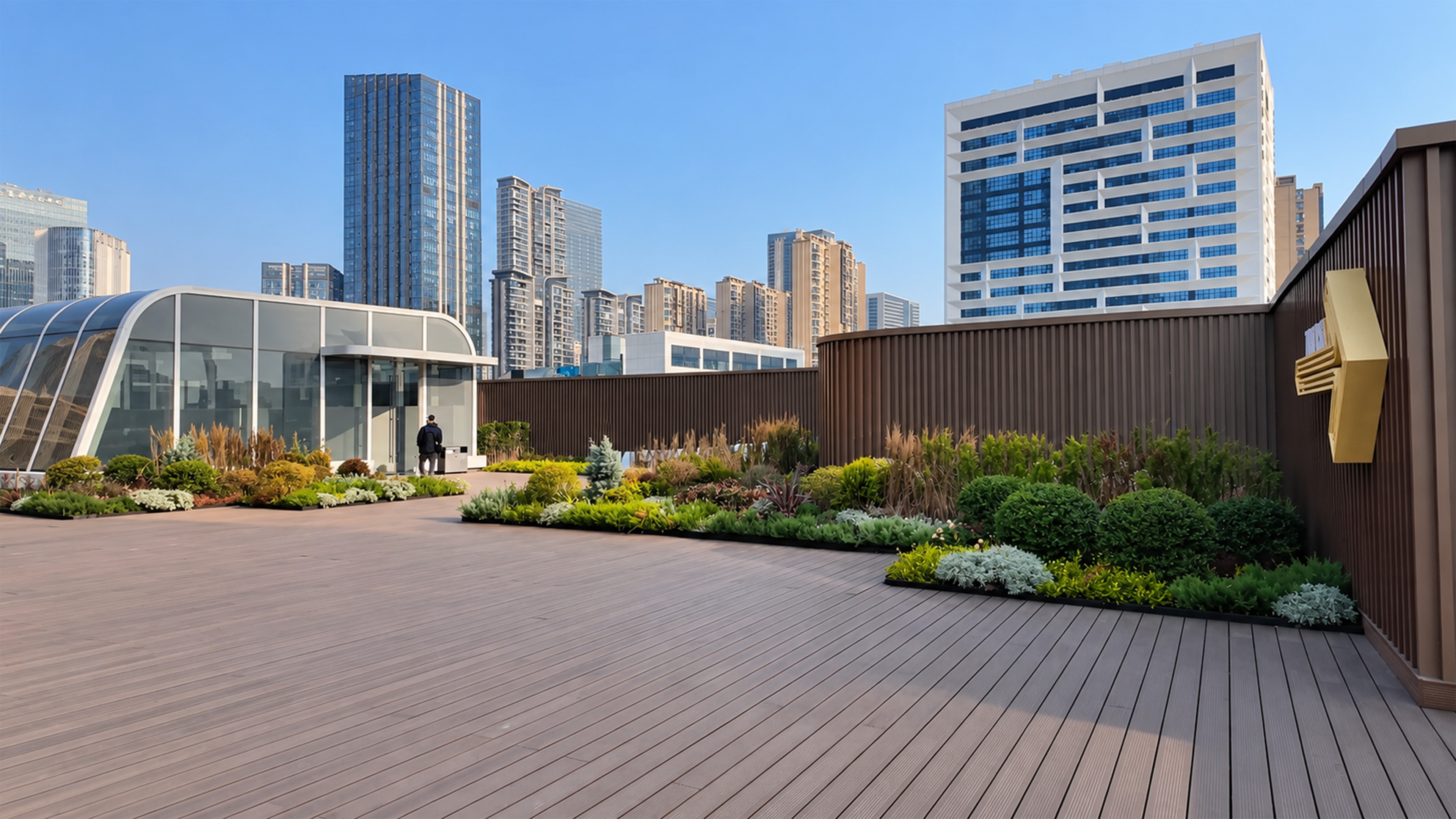 China esconde un jardín en la azotea sobre modernos rascacielos