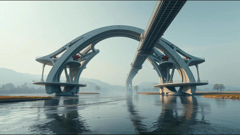 3D-printed bridge uses waste stone and da Vinci-inspired design