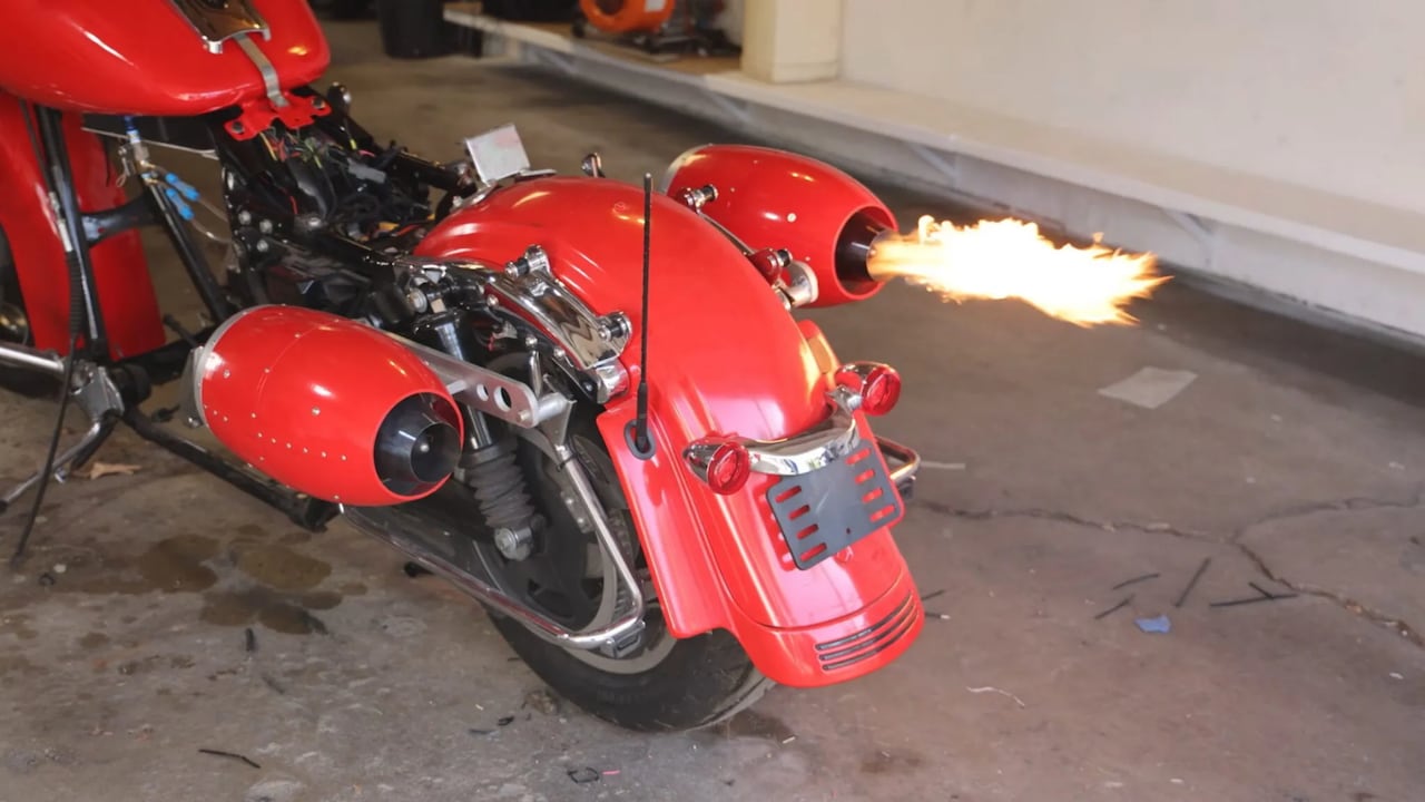 YouTuber fits micro jet engines to Harley-Davidson motorcycle: Video