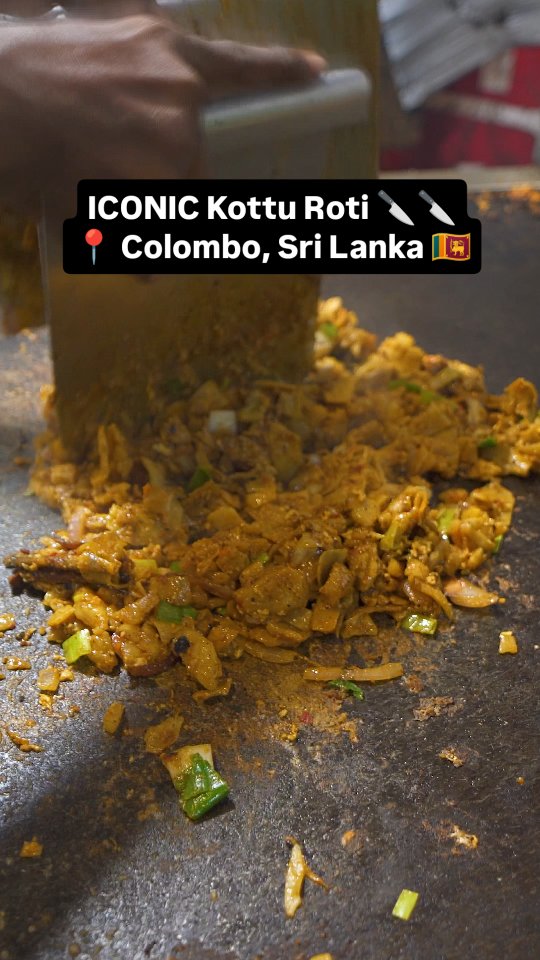 Traditional Sri Lankan kottu roti preparation