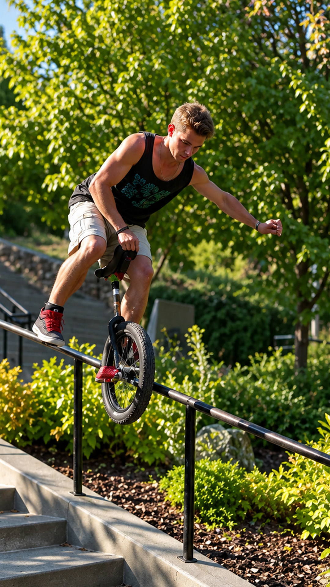 One wrong move sends this unicycle rider to the ground