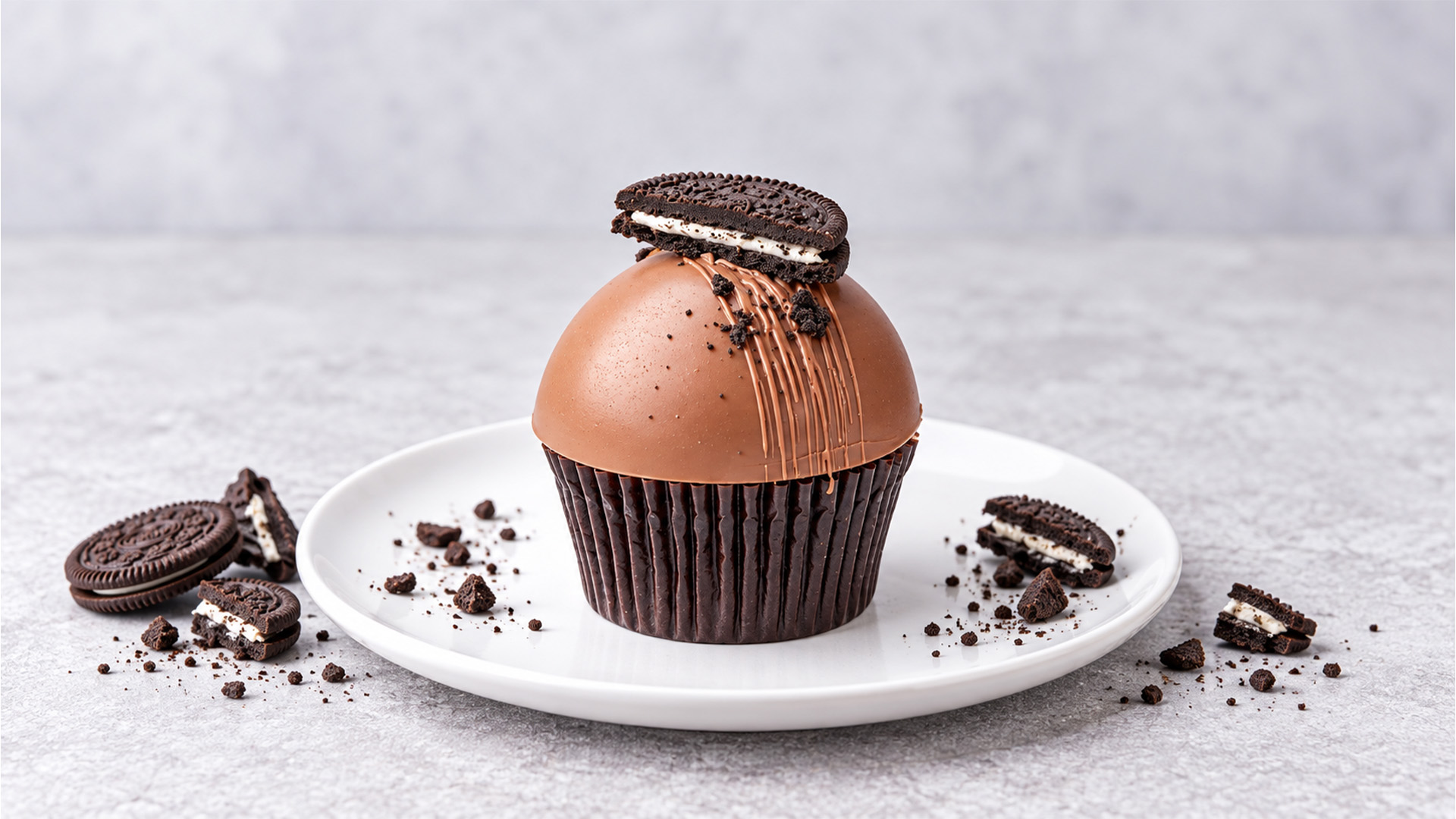Chocolate dome cupcakes with cookie crunch