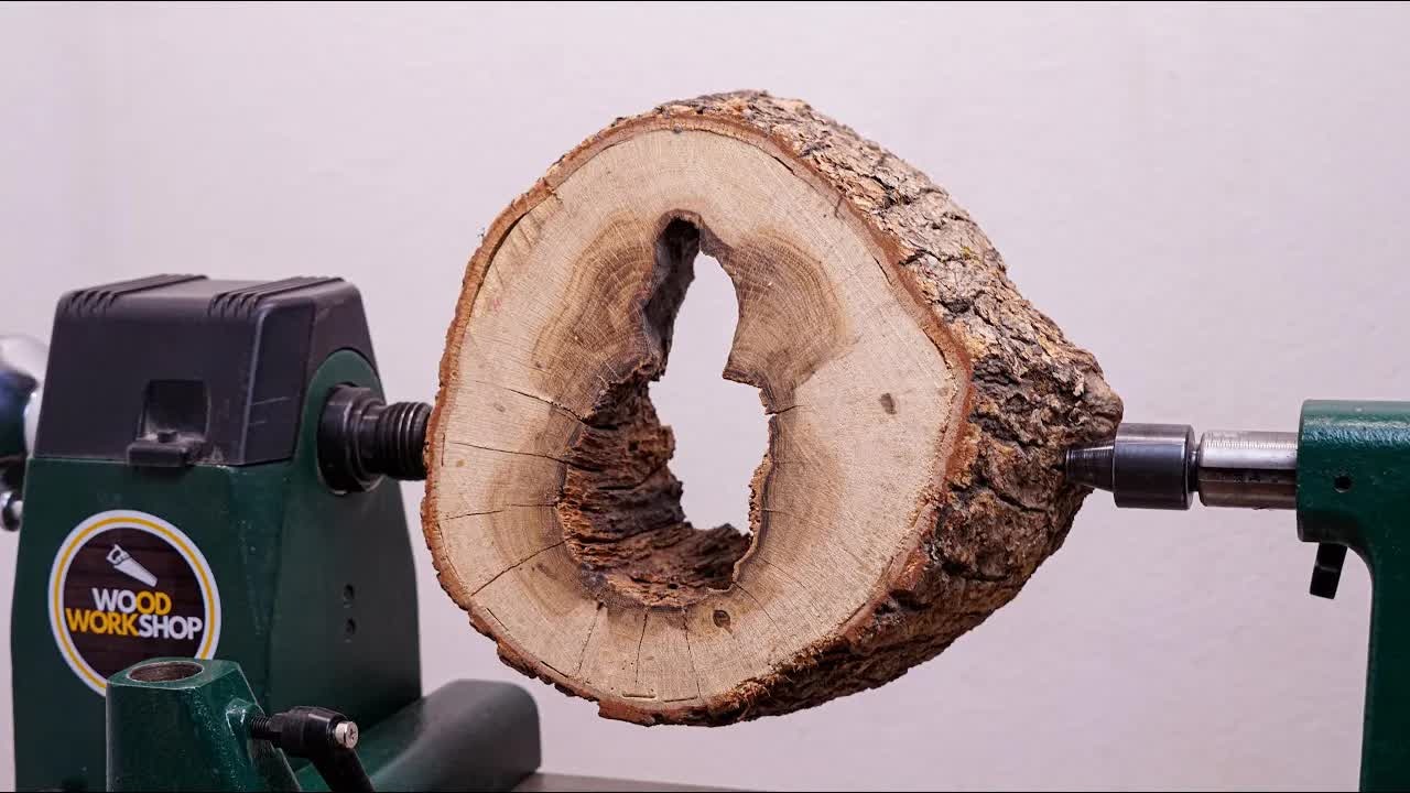 Transforming a chunk of wood into a striking lava vase
