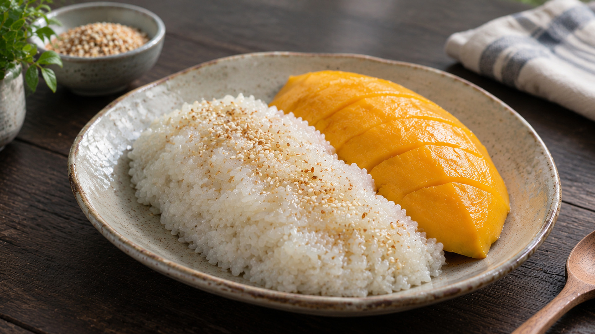 Thai mango sticky rice made with creamy coconut milk