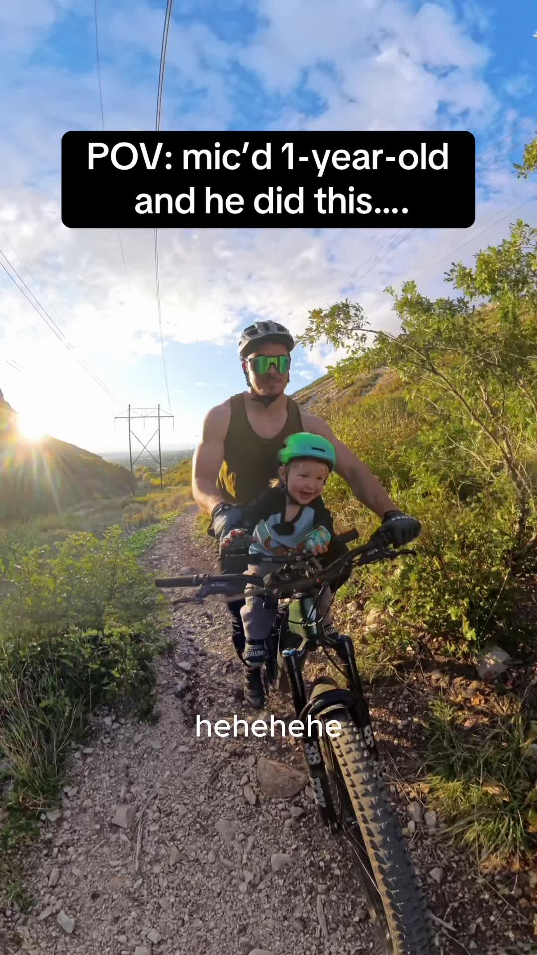 Toddler trail ride on a mountain bike