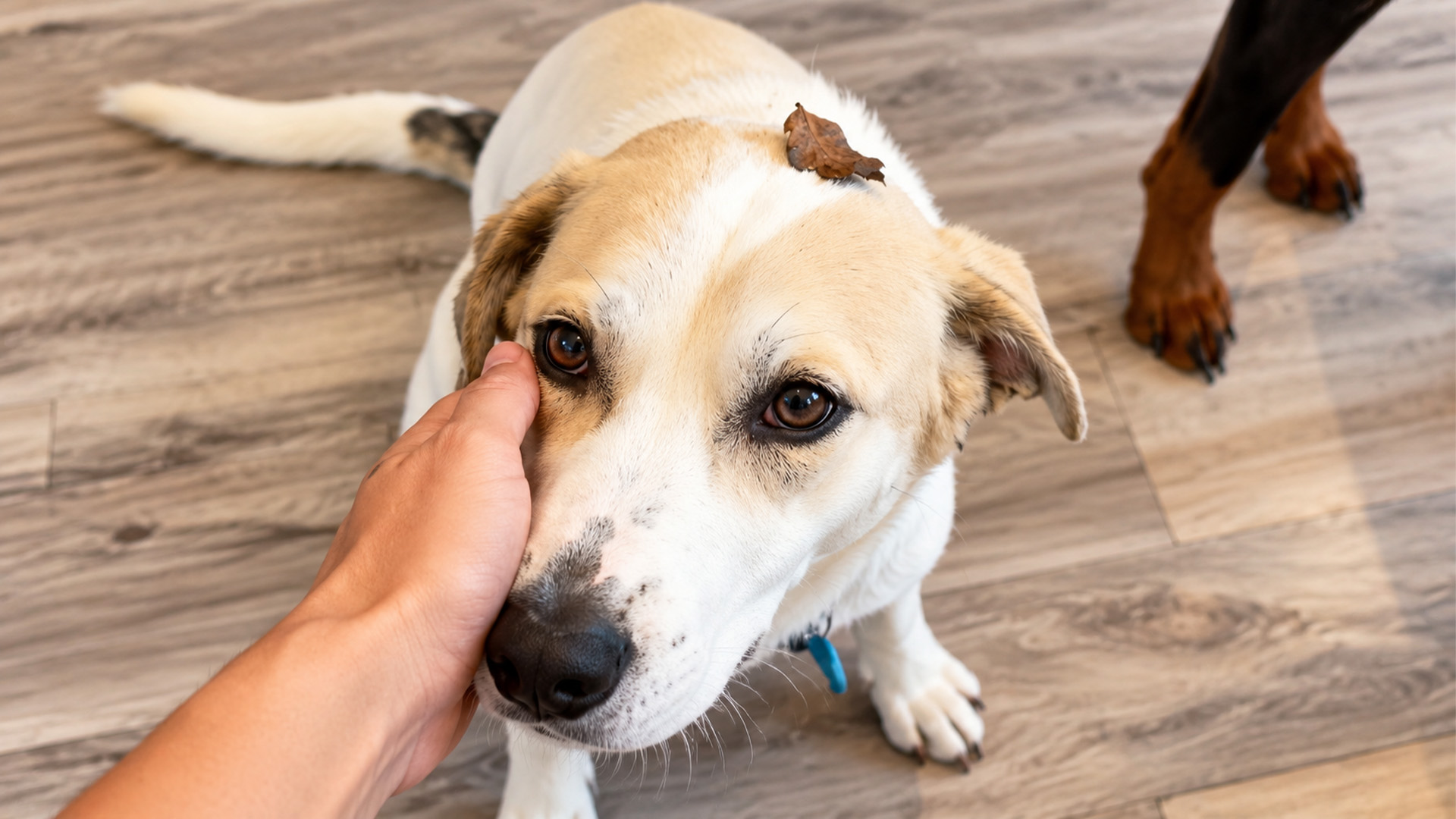 Golden retriever helps rescue puppy feel safe again