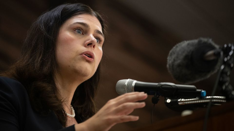 Colorado Secretary of State Jena Griswold speaks during a Democratic Party rally in Denver, on July 2. - Timothy Hurst/The Denver Post/Getty Images