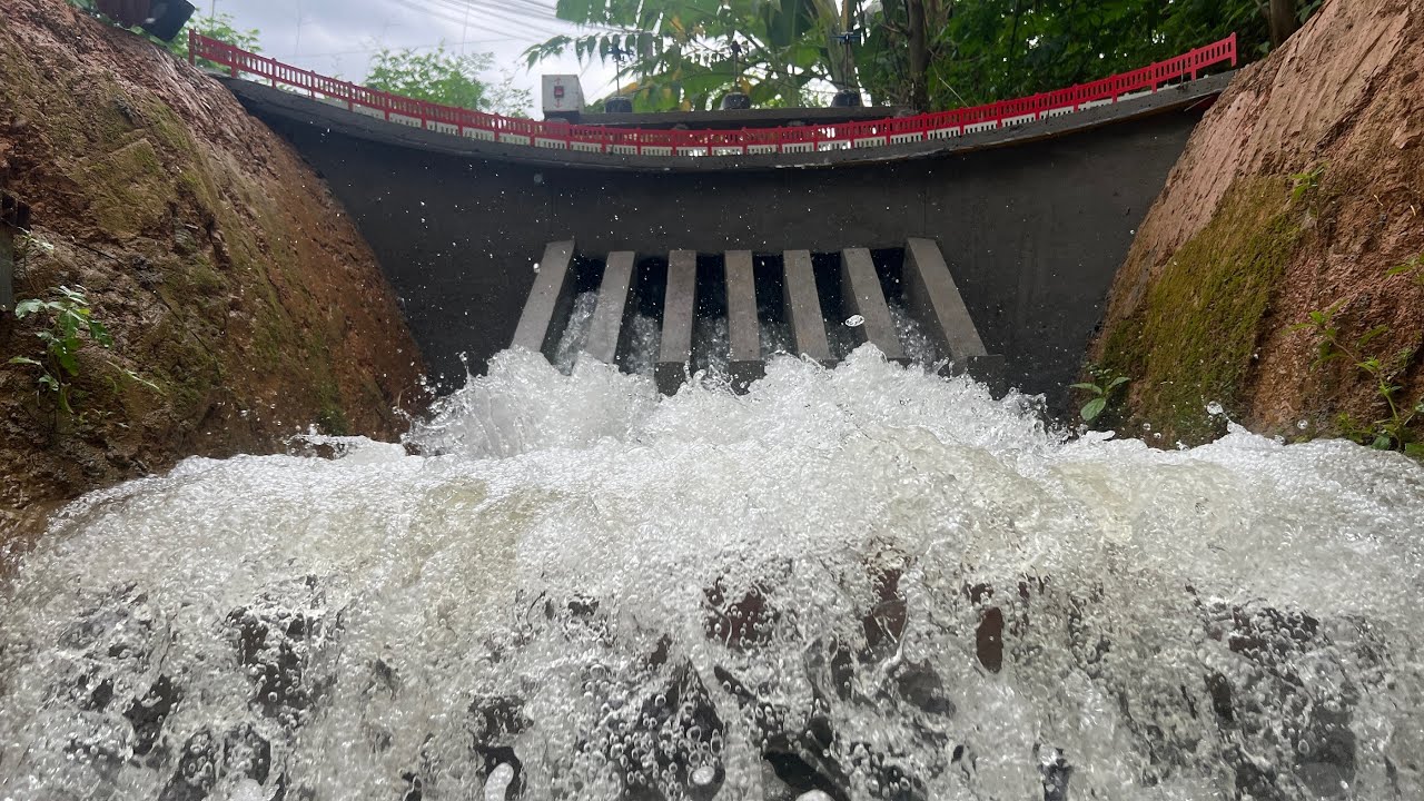 Block the small stream by building a dam with six powerful discharge gates
