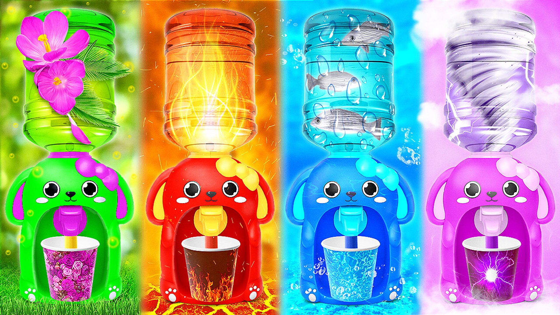 Elemental school clash: Fire, water, air and earth girls unite