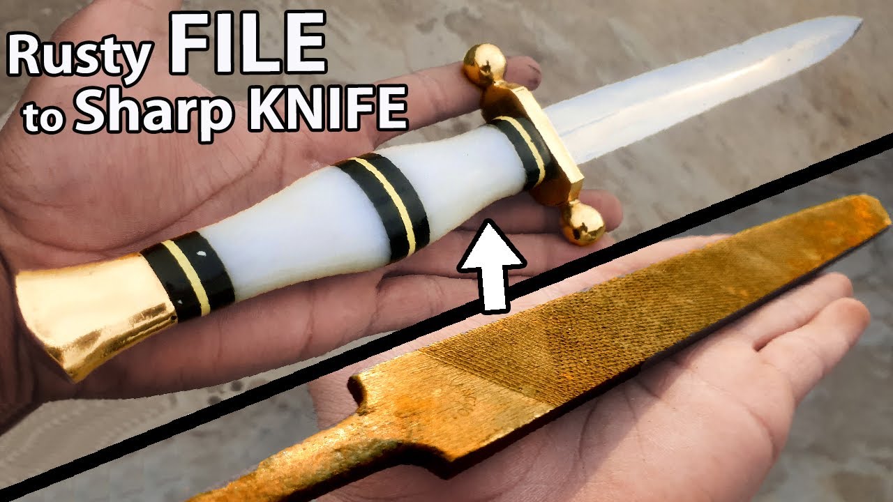 Turning a rusty file into a really pretty & sharp knife
