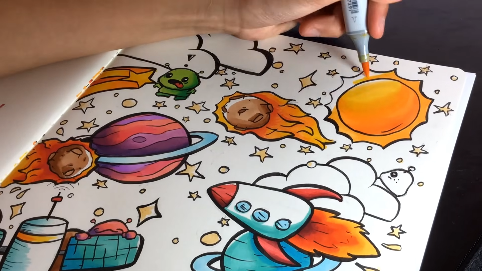 Transforming hand drawn space art with digital software