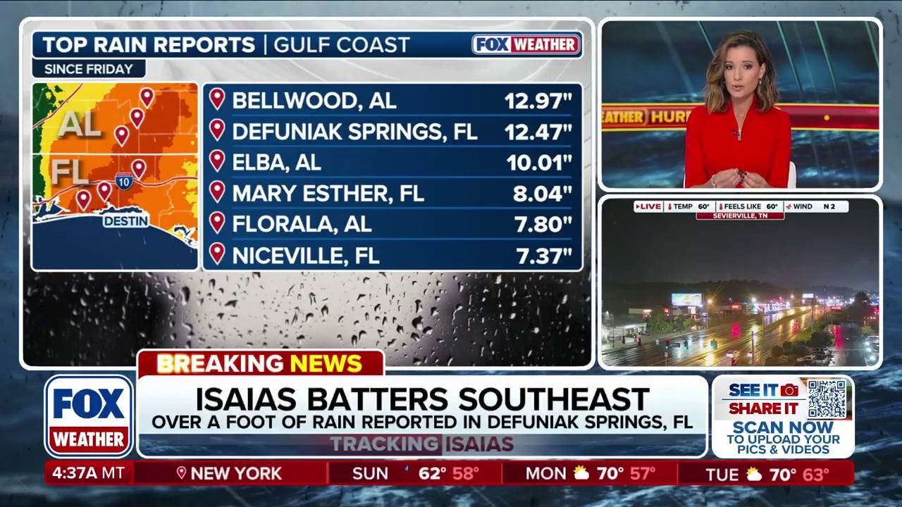Post-tropical Isaias brings over a foot of rain to parts of the ...