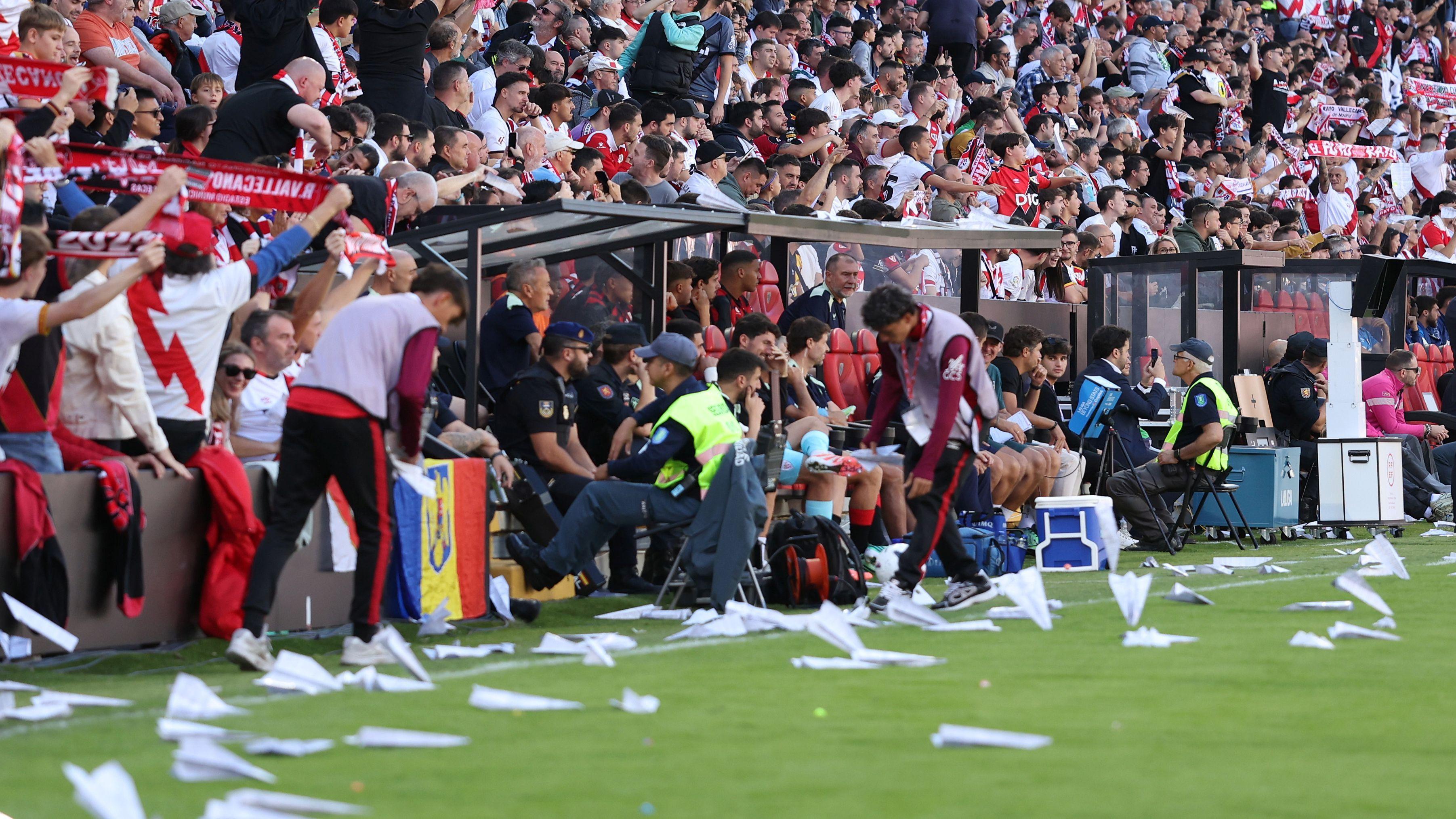 Rayo Vallecano game abandoned after paper plane protest