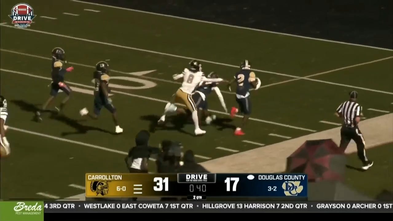 Douglas County (GA) cuts into lead with Jeremiah Mathis' kickoff return ...