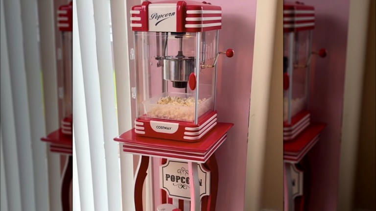 DIYer turns $10 side table into a stunning home popcorn station