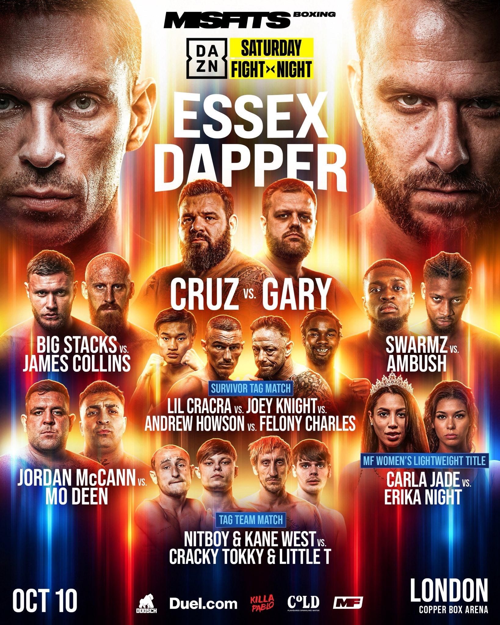 Misfits 30 live streaming results, boxing video highlights | Essex vs ...
