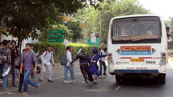Policemen detained Cockroach Janta Party supporters during a demonstration demanding the resignation of the Election Commissioner Gyanesh Kumar near Bangla Sahib Gurudwara in New Delhi on Saturday. EXPRESS PHOTO BY PRAVEEN KHANNA