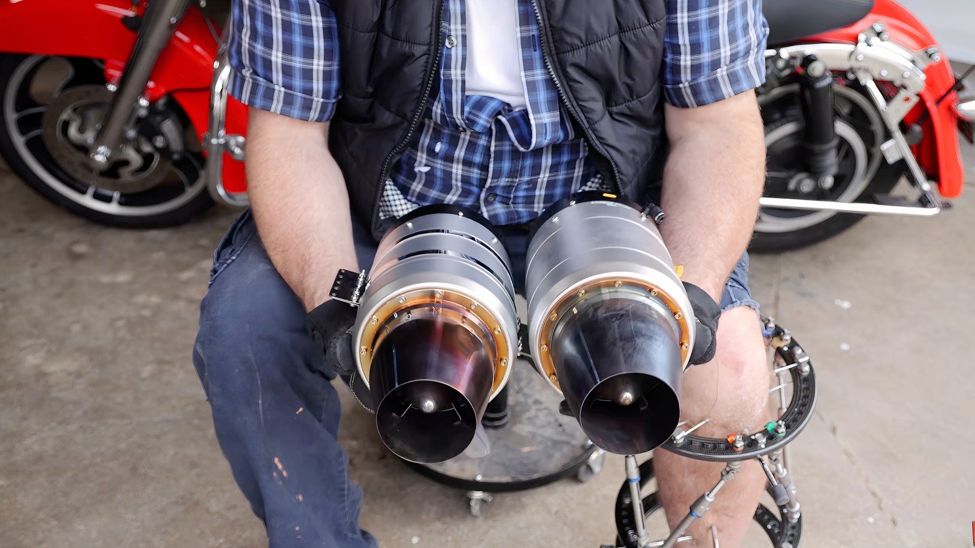 Madman puts two jet engines on a Harley-Davidson and creates total chaos