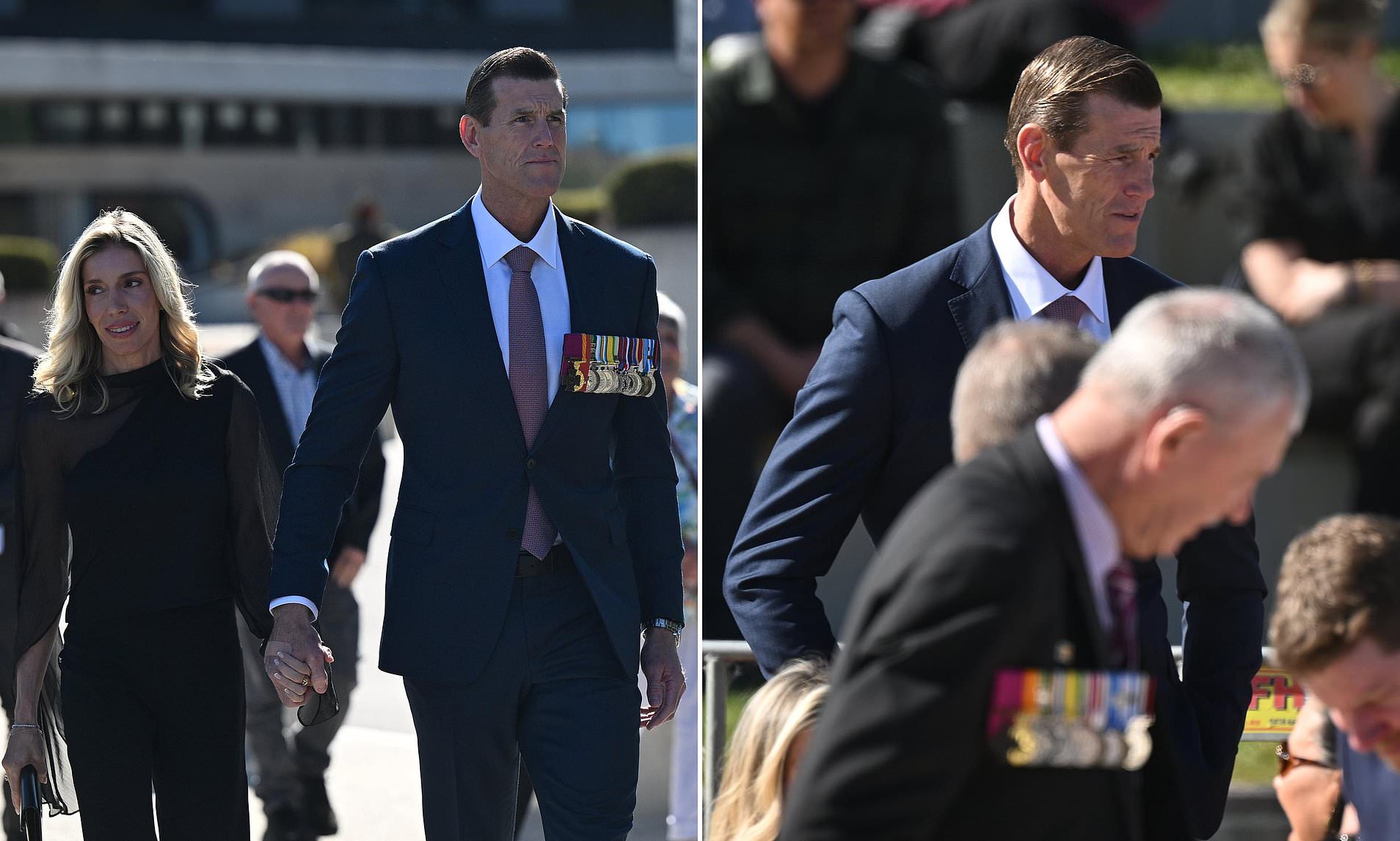 Ben Roberts-Smith wears his medals at Afghanistan service while facing ...
