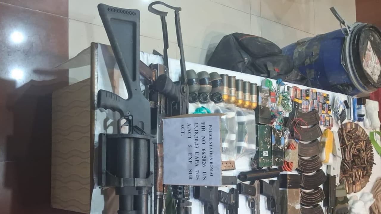 J&K: Huge cache of arms, IEDs unearthed from forest in Sopore