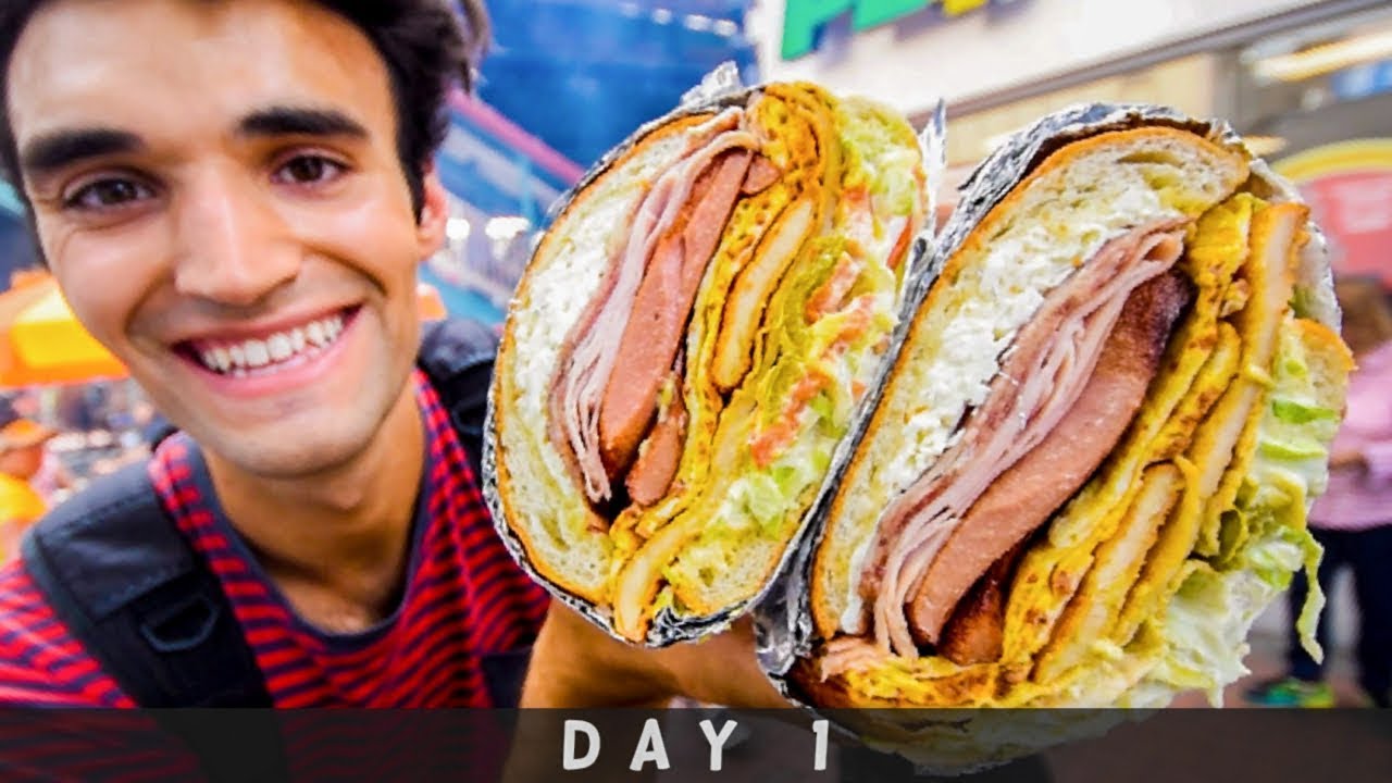Eating only New York City street food for 24 hours!