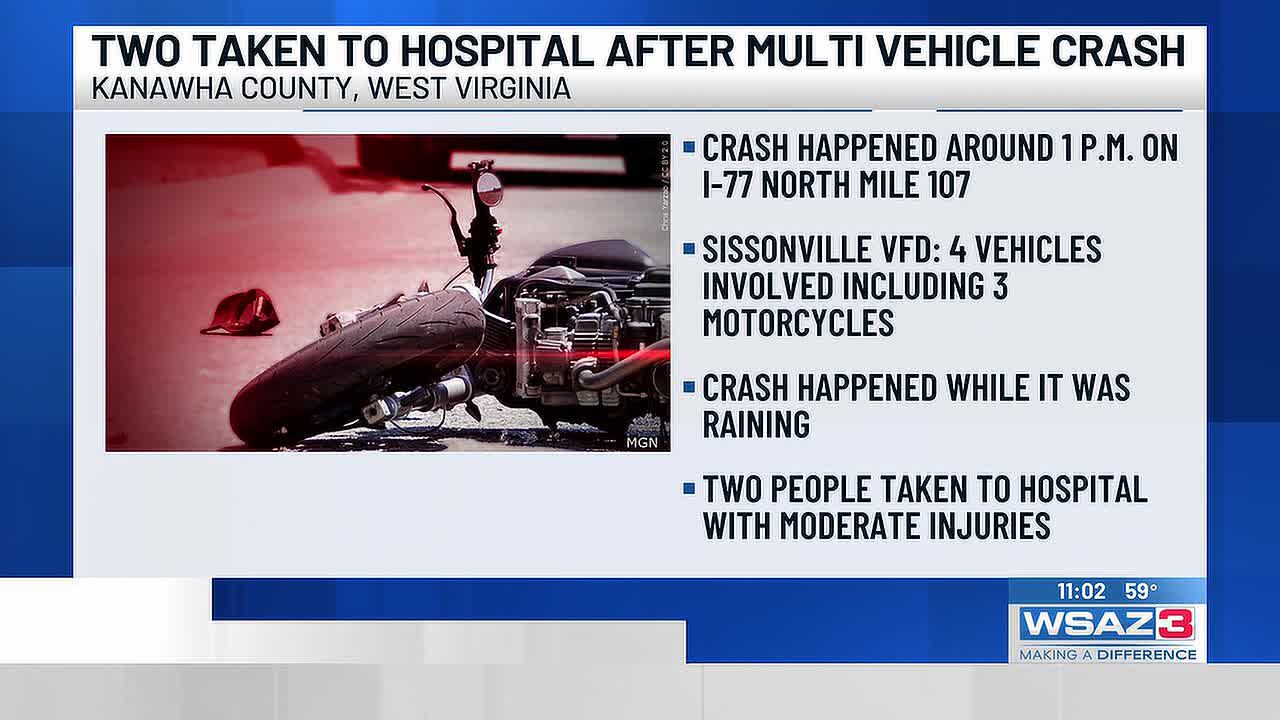 Two people injured after four vehicle accident on I-77