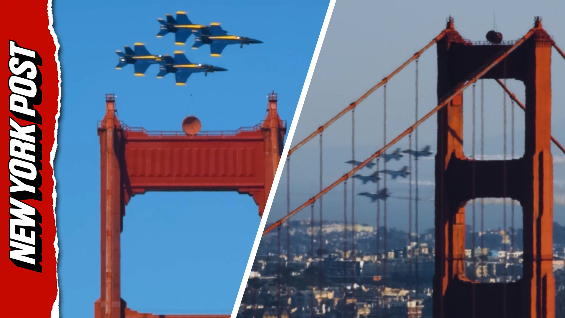 US Navy Blue Angels soar over Golden Gate Bridge in stunning Fleet Week ...
