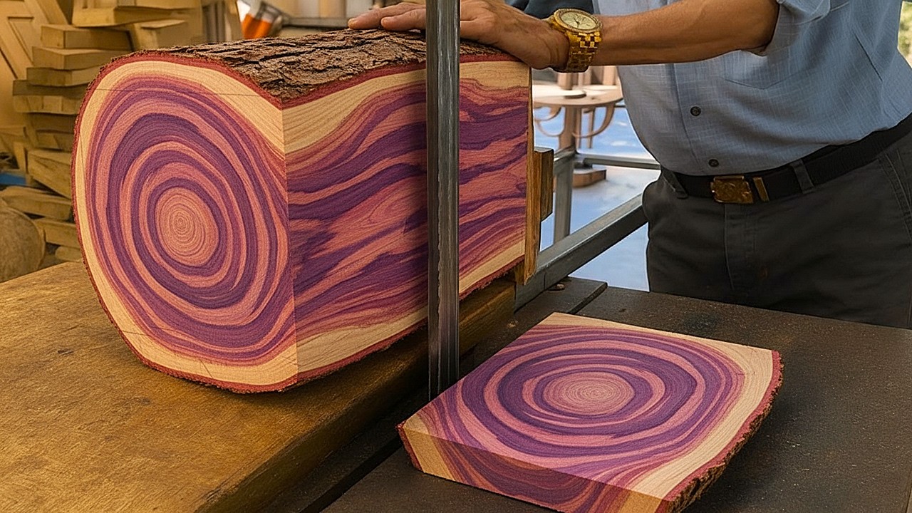 Turning a tree log into a wooden masterpiece