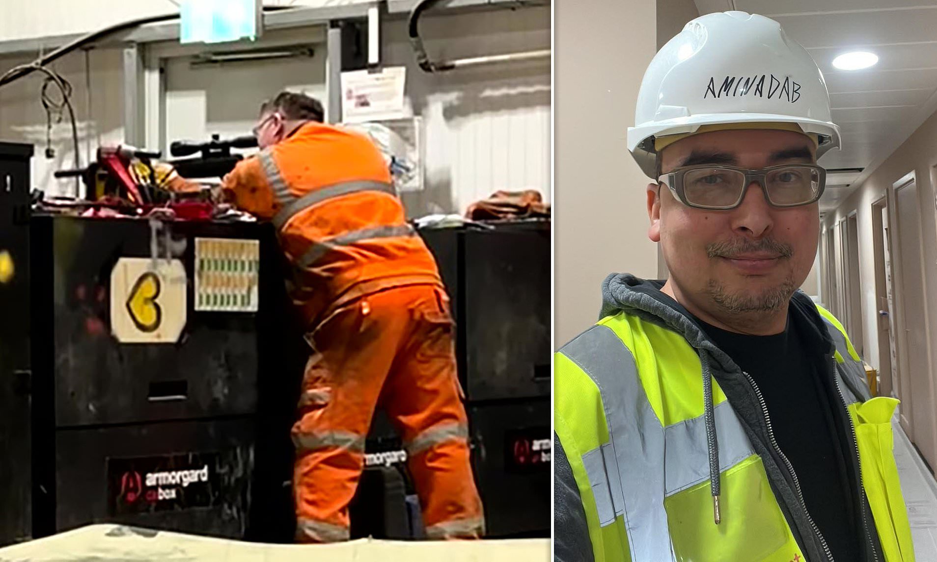 Moment HS2 night-shift workers fire a powerful air rifle inside ...