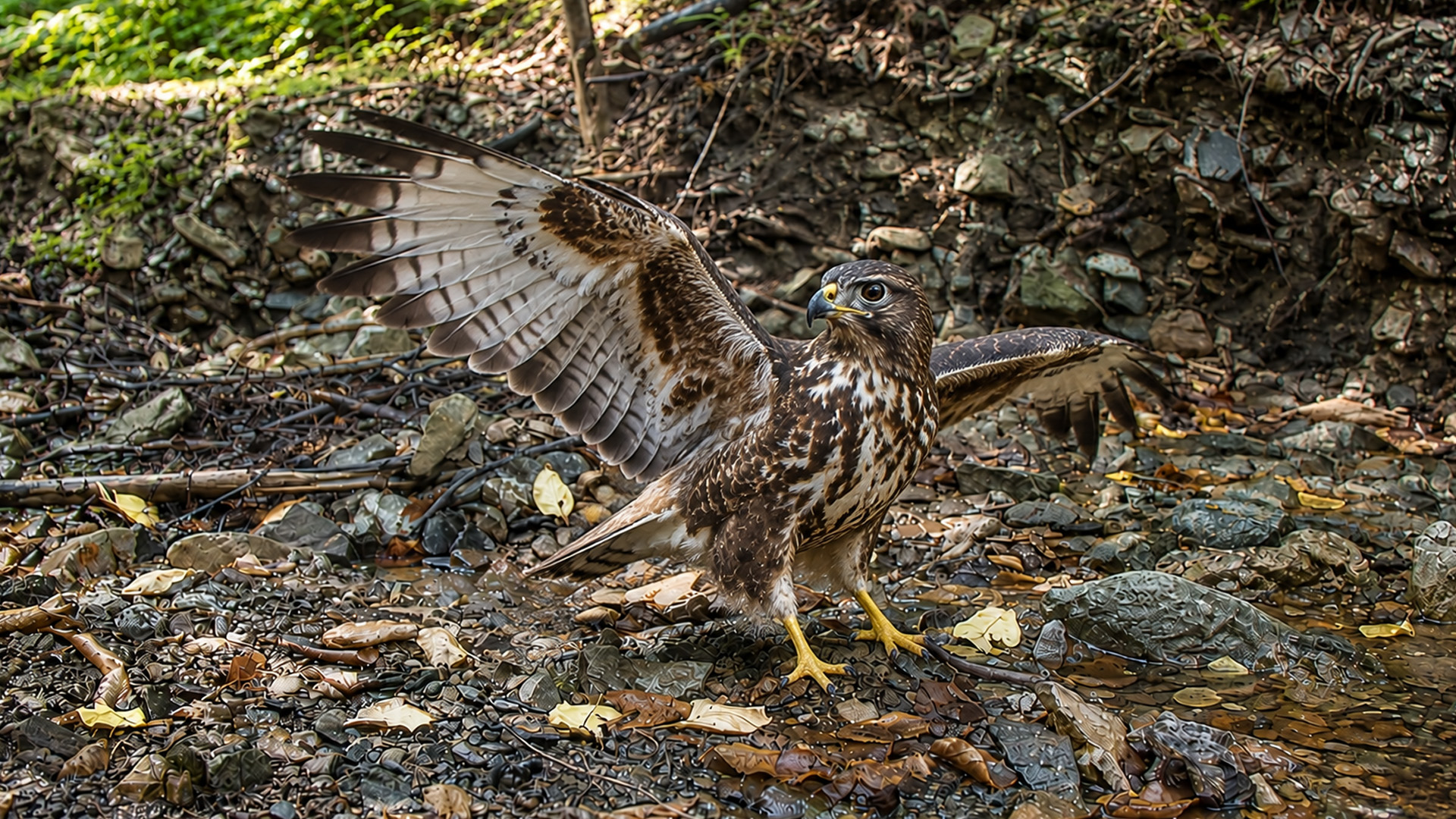 When a buzzard landed here the empty streambed suddenly came alive