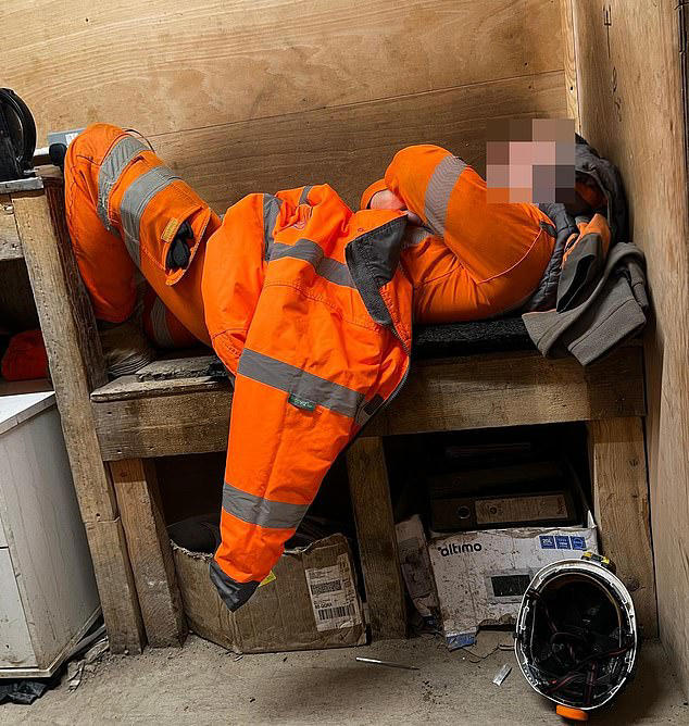 Moment HS2 night-shift workers fire a powerful air rifle inside ...