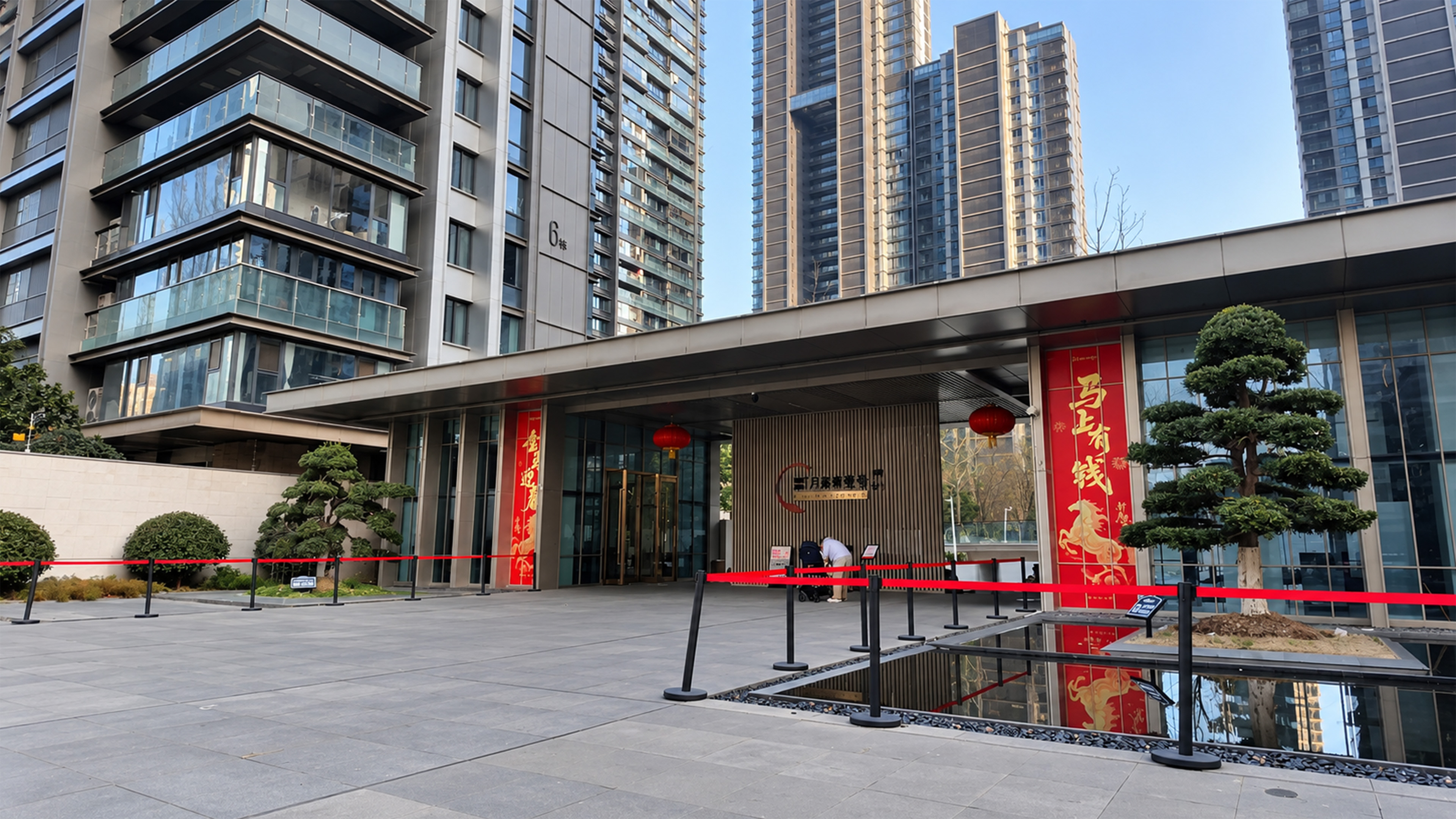 China’s giant apartment towers surround this quiet entrance plaza