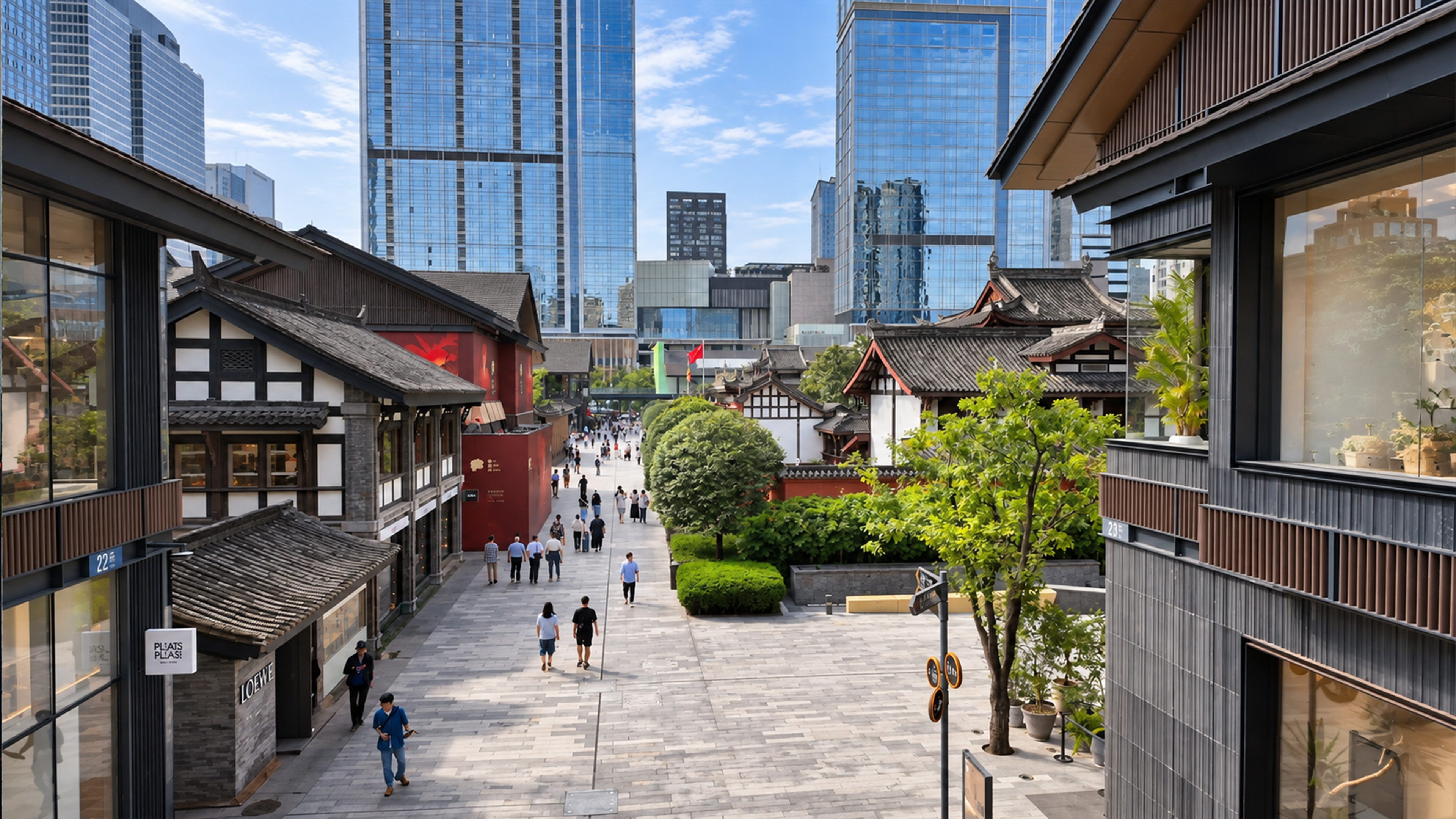 China hides a traditional street beneath giant glass towers