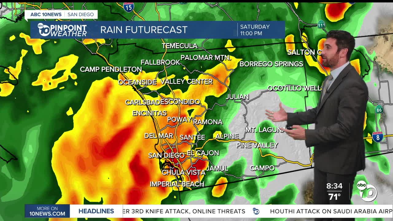 ABC 10News pinpoint forecast for Saturday, October 10: Radar lighting ...
