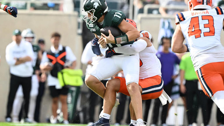 Michigan State's OT 2-point conversion attempt stopped in 38-37 loss to ...