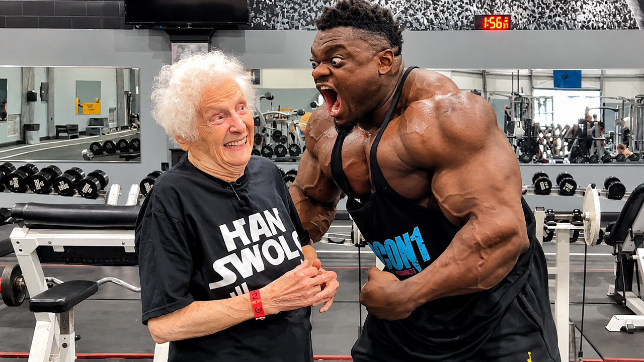 Granny leaves massive bodybuilders speechless with roasts
