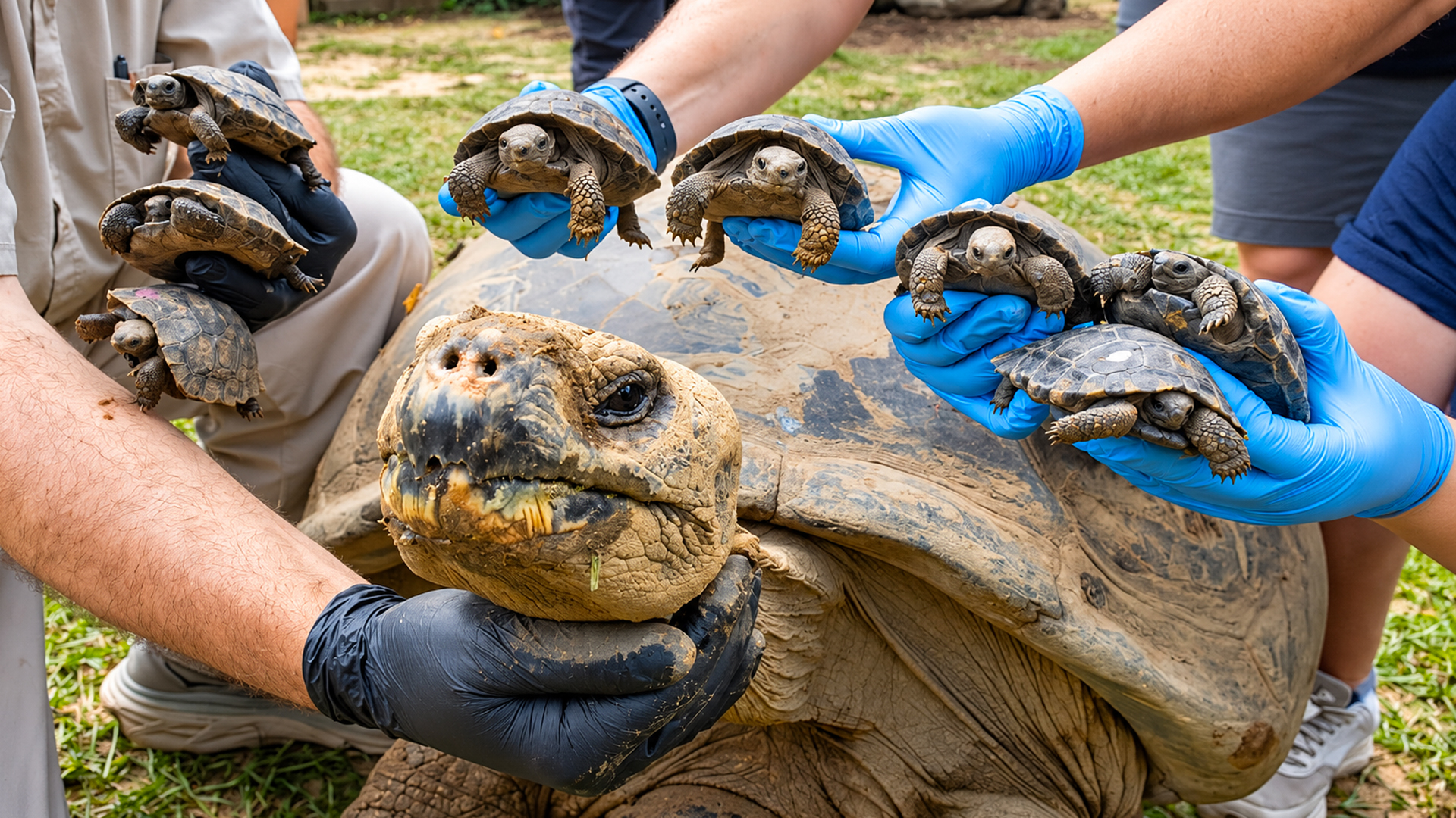 Galapagos tortoises: from tiny hatchlings to giant reptile