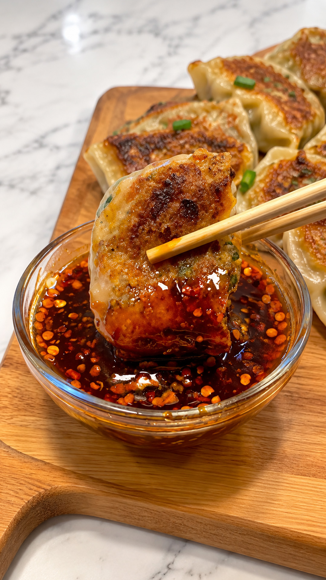 Rice paper dumplings with a crisp chewy wrapper