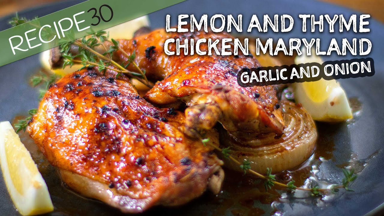 Lemon and thyme chicken with garlic and onion