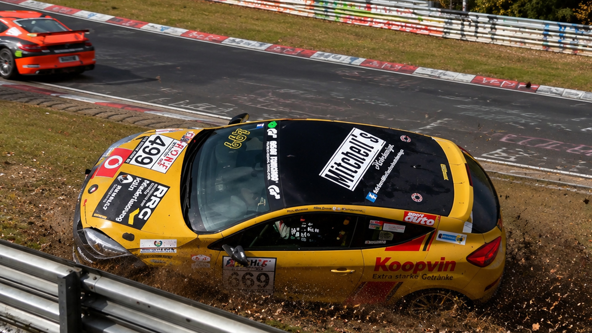 Aggressive driving leads to collisions across the Nürburgring Nordschleife