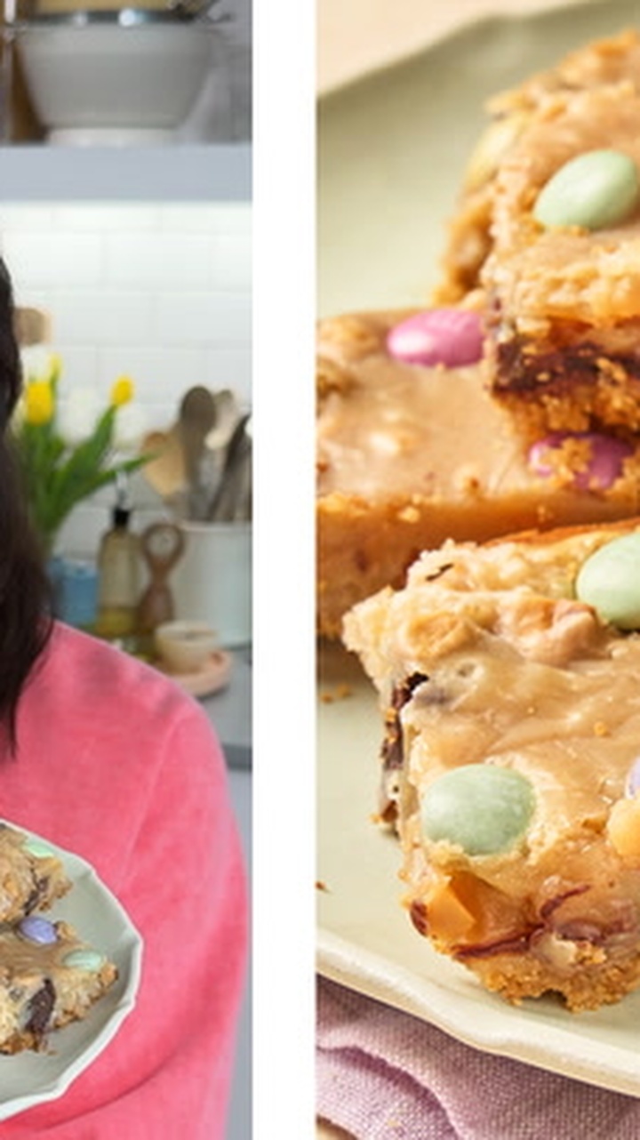 Easy magic M&M bars for spring & Easter parties
