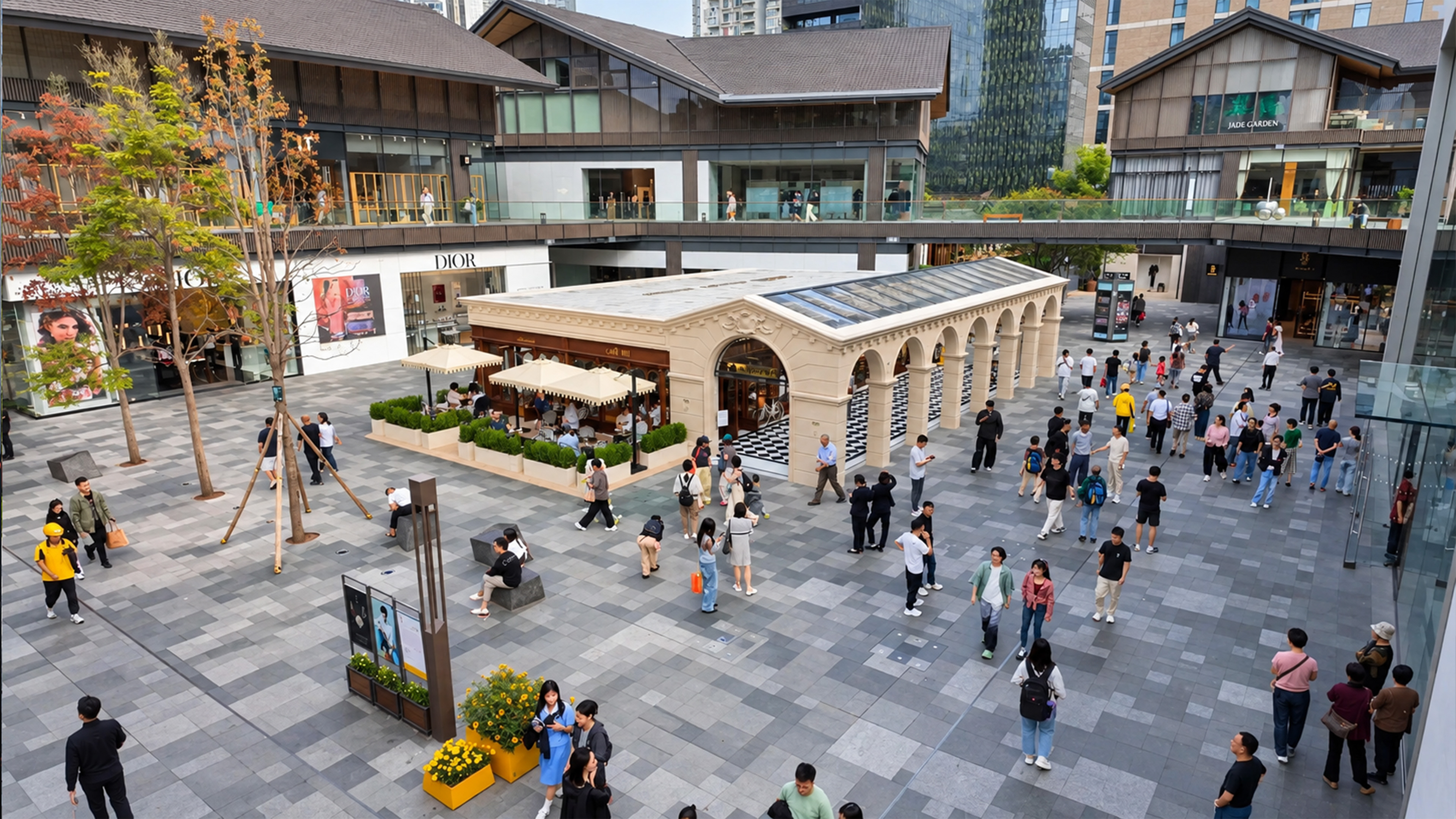 La Chine cache un pavillon classique au cœur d'un centre commercial moderne