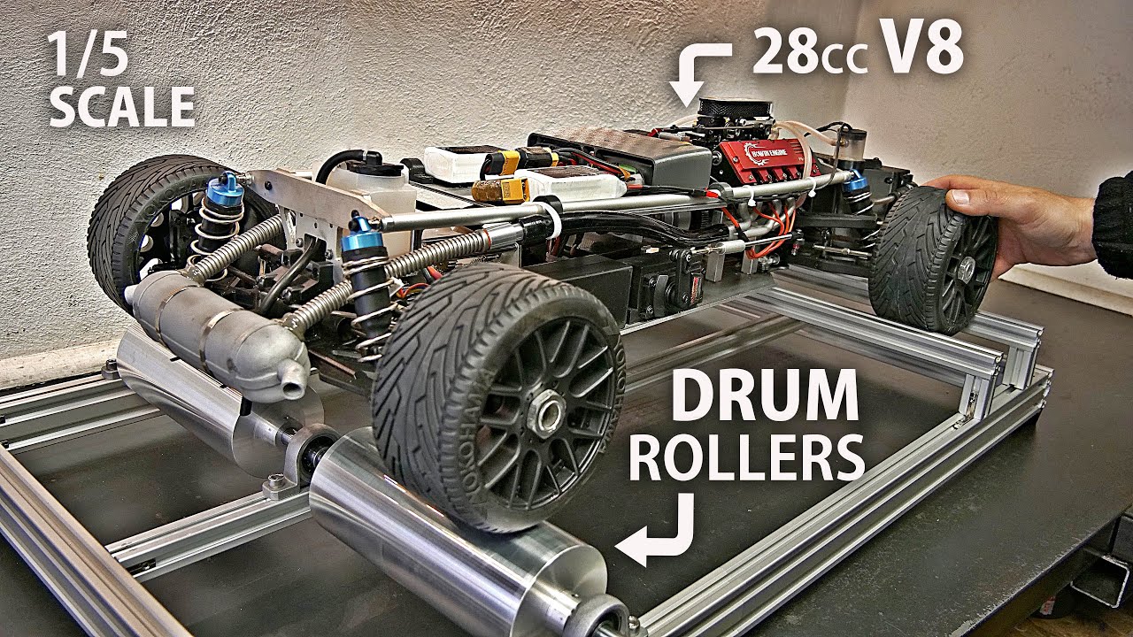 Building a rolling road to test an RC V8 car