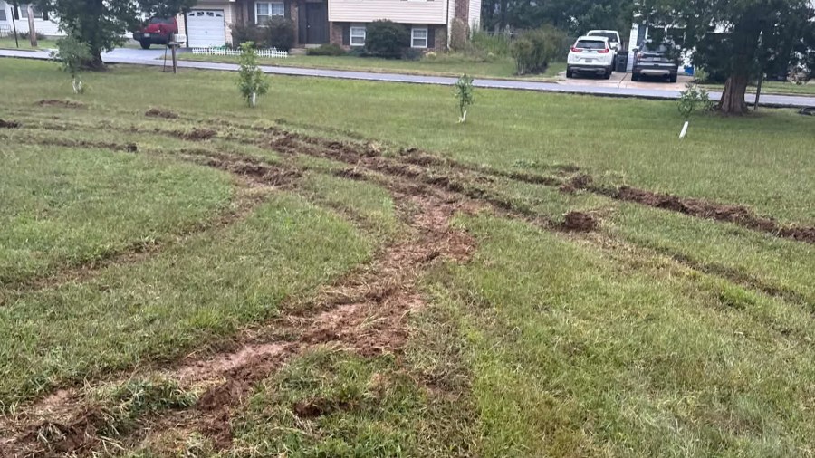 La Plata public works crews repair deep ruts on vandalized Wills Memorial Park soccer field