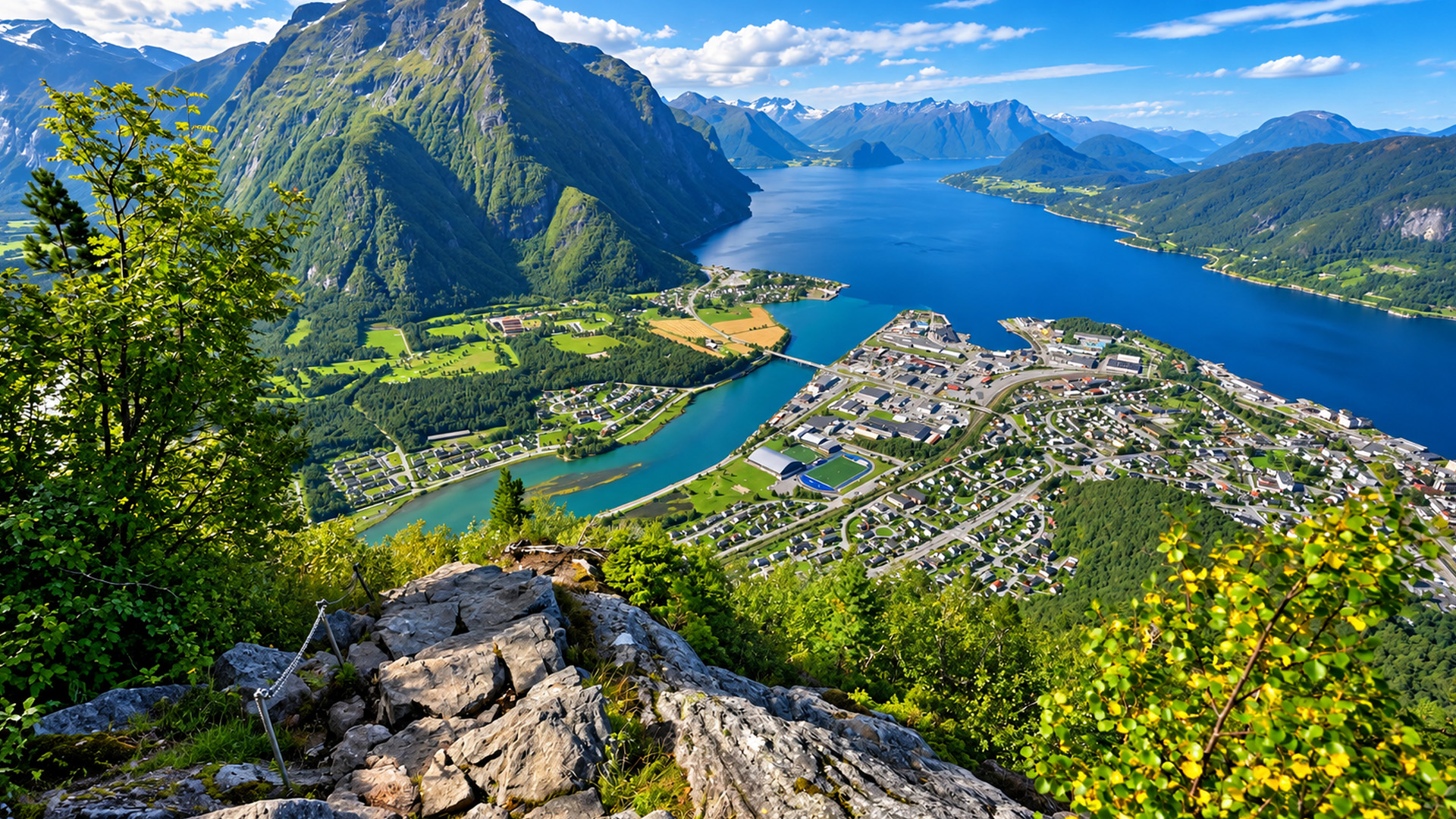 Åndalsnes, Norge: storslagen utsikt från Rampestreken och fjällen i 4K