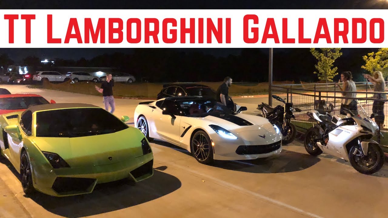 Twin turbo Gallardo vs Huracan and 1198 - after dinner fun in Italy