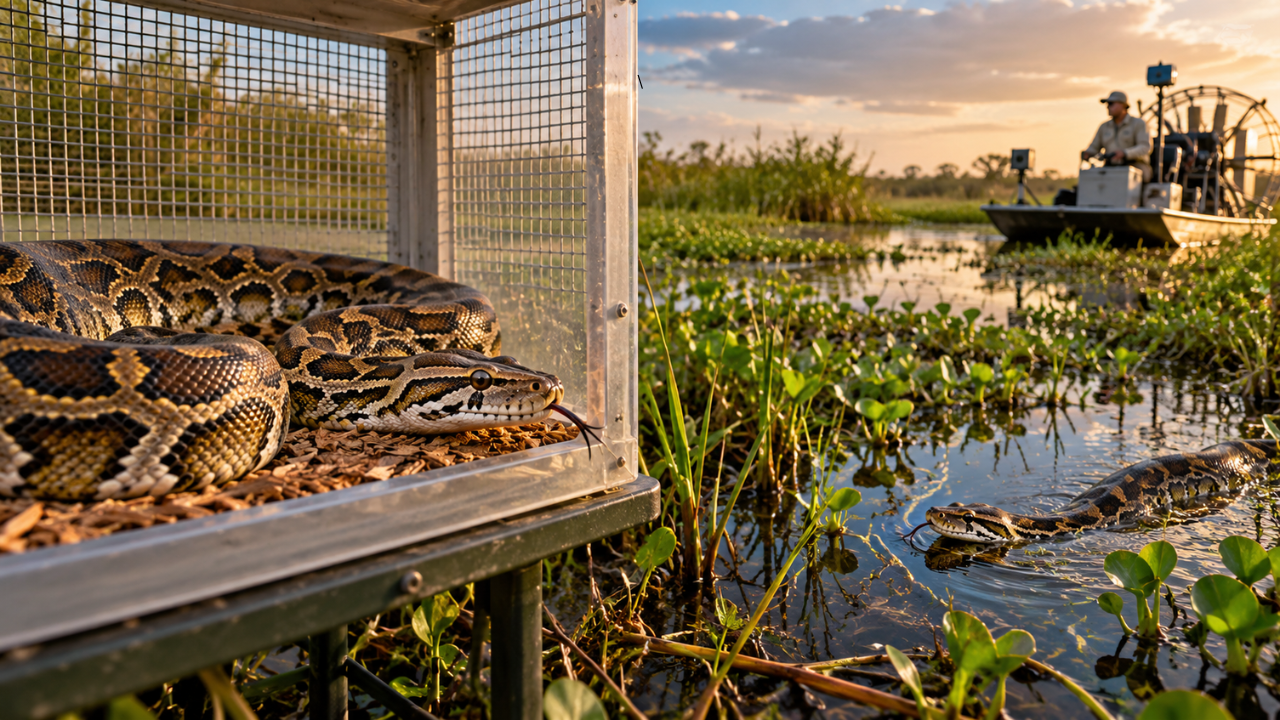 Female Burmese pythons tested as lures fail to boost wild python ...