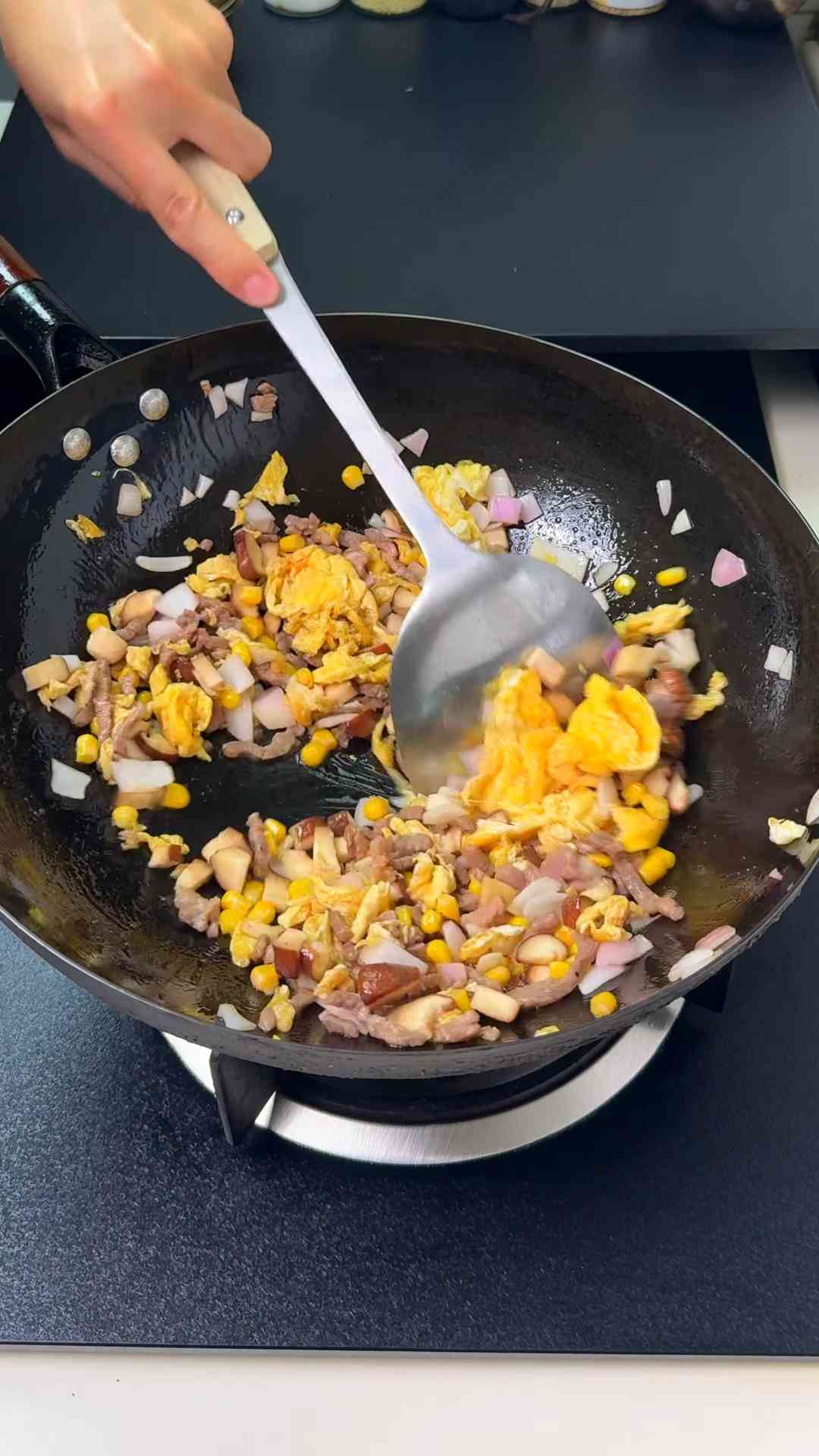 Beef mushroom corn fried rice recipe