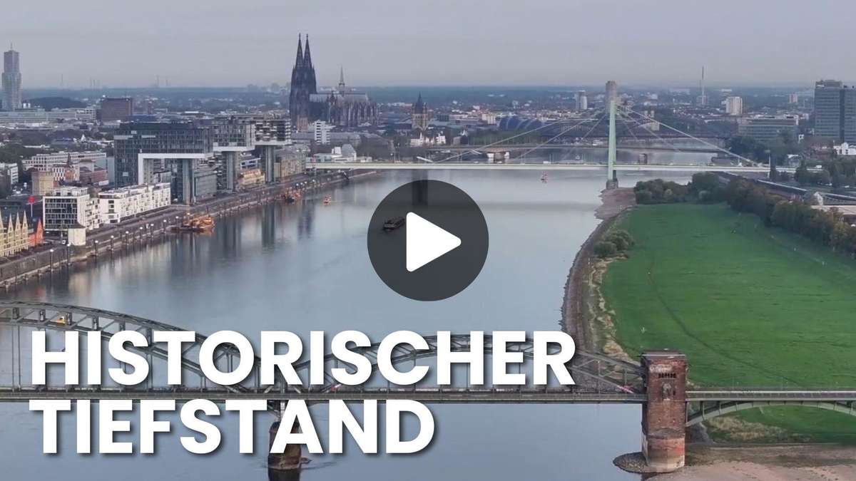 Rhein-Pegel in Köln: Video zeigt historischen Rekord-Tiefstand