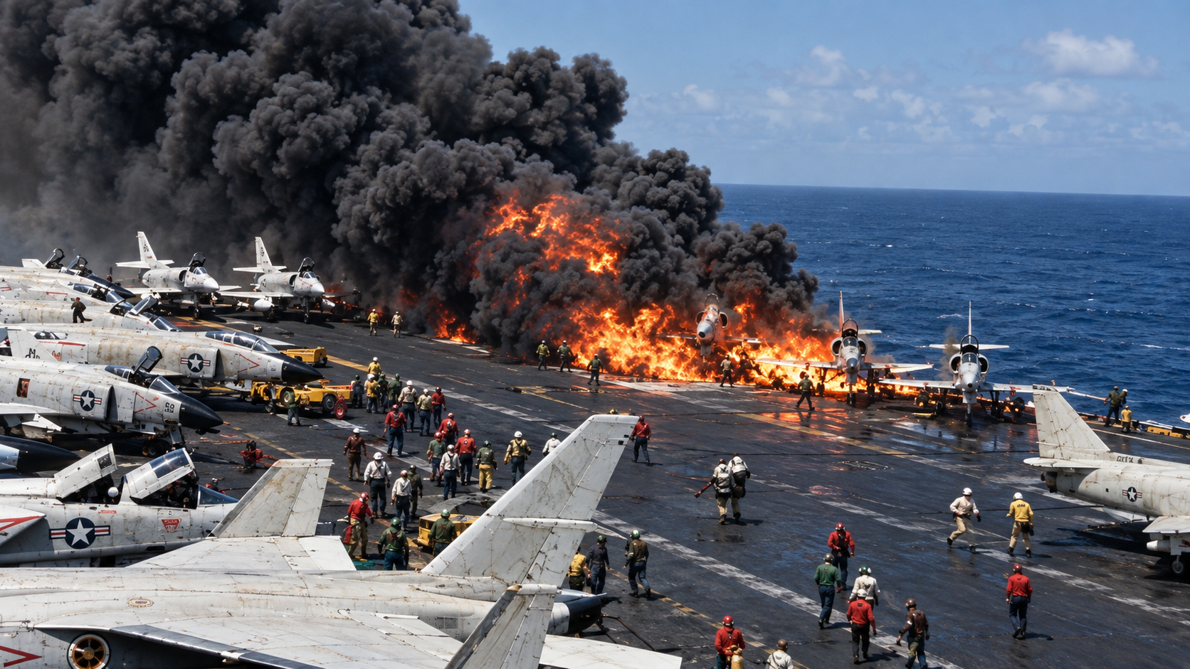 A rocket accidentally fired across this carrier’s deck - then ...